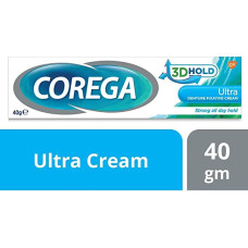 COREGA ULTRA DENTURE FIXATIVE CREAM 3D HOLD STRONG ALL DAY HOLD 40g - كوريغا الترا كريم مثبت لأطقم الأسنان تثبيت محكم تماسك قوي طوال اليوم 40جرام