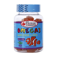 PUREVER CANADA OMEGA-3 DHA+EPA حلوى مضغ بيورفير كندا أوميغا 3 - 60 قطعة